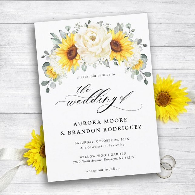 Invitación Boda de Eucaliptos Florales de Marfil de Sunflower (Subido por el creador)