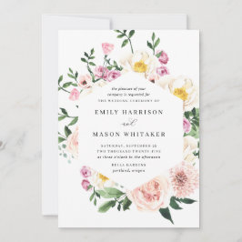 Invitación Boda de eucaliptos florales rosados y morados de R