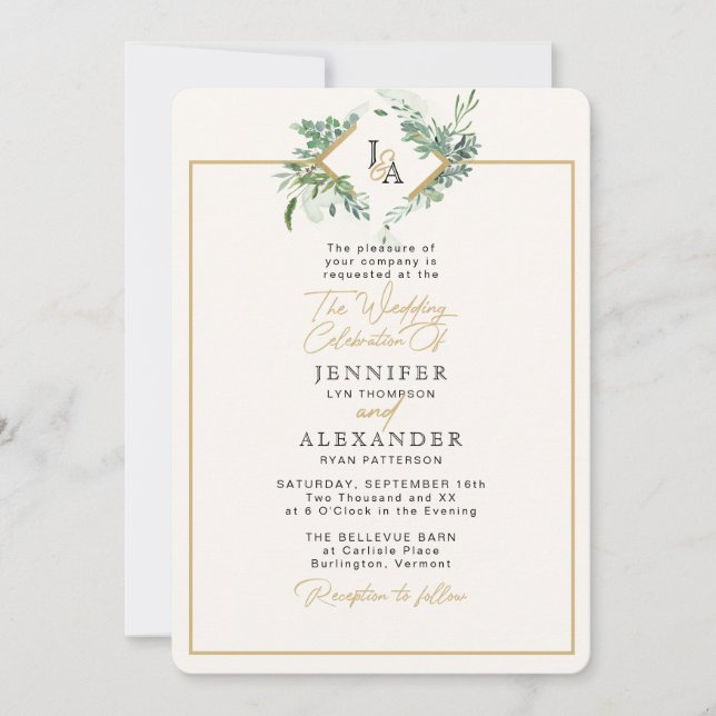 Invitación Boda de Eucalyptus (Anverso)
