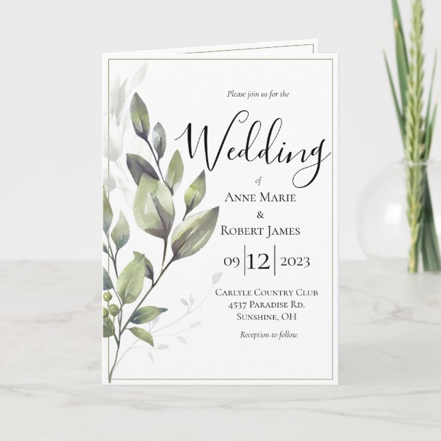 Invitación Boda de Eucalyptus (Anverso)