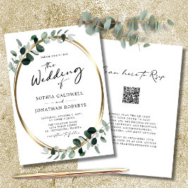 Invitación Boda de Eucalyptus Calligraphy QR Code RSVP