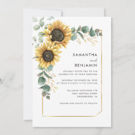 Invitación Boda de Eucalyptus de girasol floral