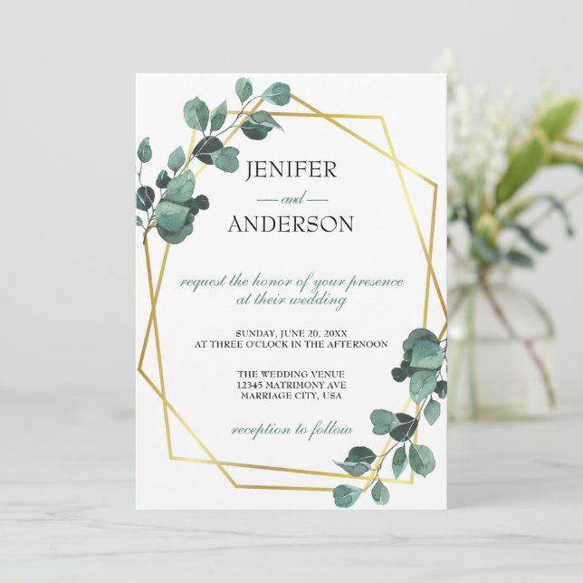 Invitación Boda de Eucalyptus Greenery (Anverso de pie)