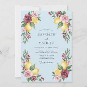 Invitación Boda de Eucalyptus Polvoriento Limón Amarillo Borg