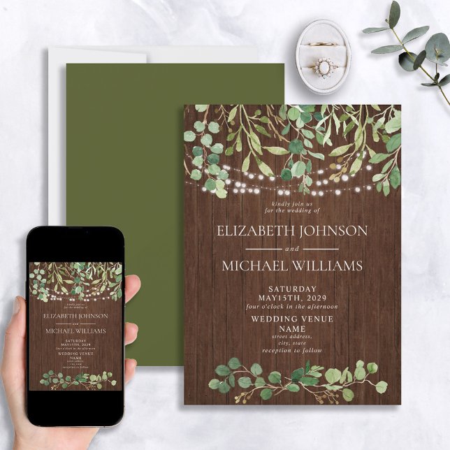 Invitación Boda de Eucalyptus por la acuarela de la vegetació (Subido por el creador)
