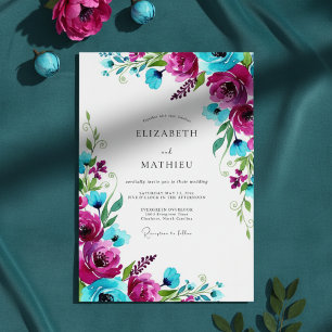 Invitación Boda de explosión de flor magenta