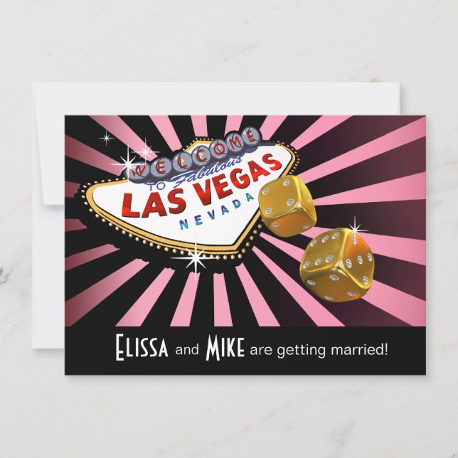 Invitación Boda de explosión de Las Vegas rosa negro oro (Anverso)