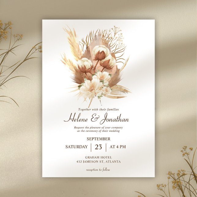 Invitación Boda de Fall Terracotta Floral Boho (Modern Terracotta Floral Boho Wedding Invitation)