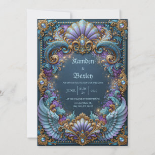 Invitación Boda de Fantasía con Alas de Lavanda