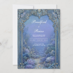 Invitación Boda de Fantasía Congelada Lavanda Azul Barroca