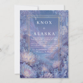 Invitación Boda de Fantasía Cristal Lila Lavanda Dorada