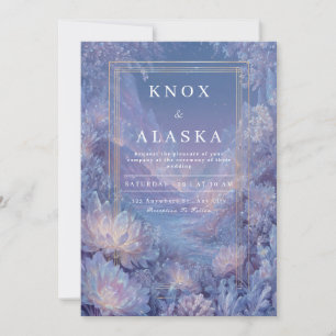 Invitación Boda de Fantasía Cristal Lila Lavanda Dorada