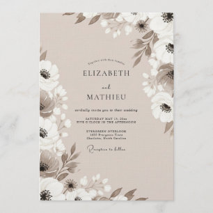 Invitación Boda de fantasía floral beis