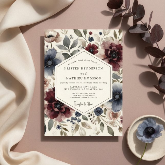 Invitación Boda de fantasía floral ciruela (Subido por el creador)