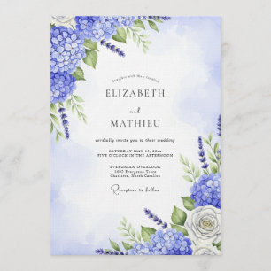 Invitación Boda de fantasía floral de Hortensia Azul