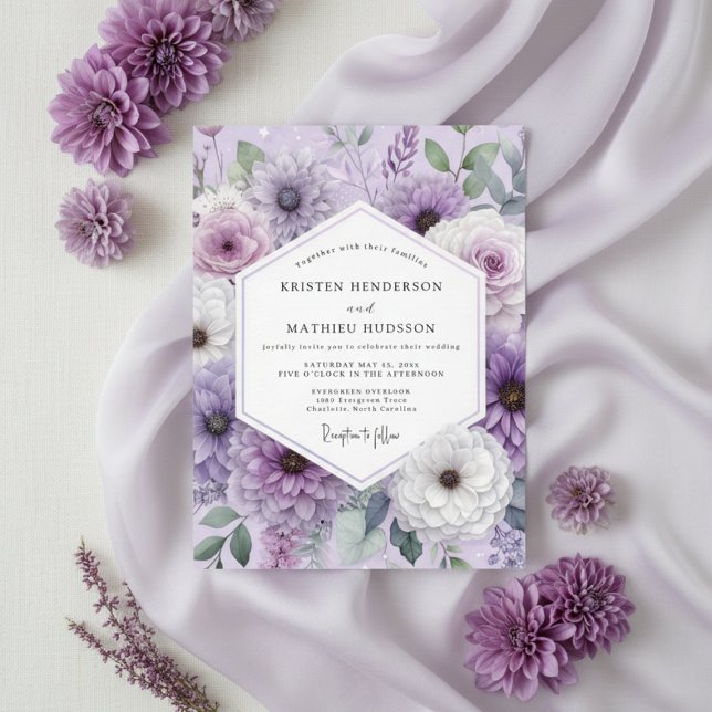 Invitación Boda de fantasía floral de lavanda (Subido por el creador)