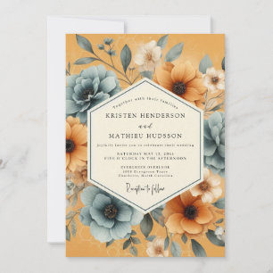 Invitación Boda de fantasía floral ocre