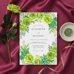 Invitación Boda de fantasía floral verde lima