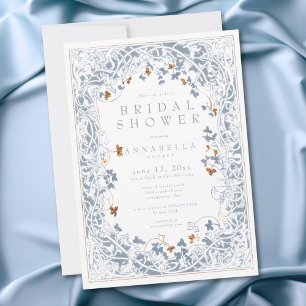 Invitación Boda de Fantasía Medieval Azul Dorado Grabado en R
