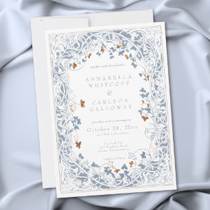 Invitación Boda de Fantasía Medieval con Marco de Grabado Azu