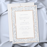 Boda de Fantasía Medieval Marco Grabado Azul y Dor