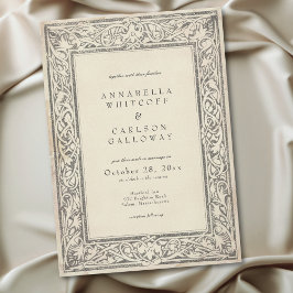 Invitación Boda de fantasía medieval vintage grabado en negro