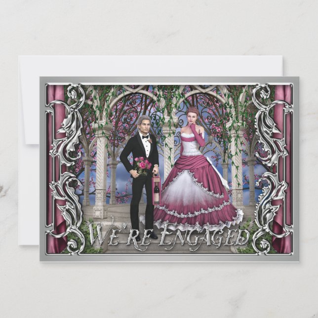 Invitación Boda de fantasía plateado brillante Participación  (Anverso)