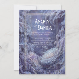Invitación Boda de Fantasía Surrealista con Oro Mágico Púrpur