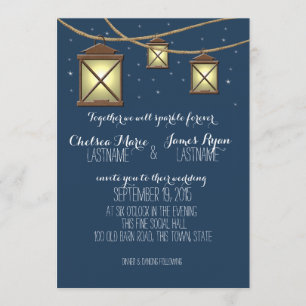 Invitación Boda de faroles antiguos y estrellas