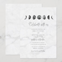 Invitación Boda de Fases de la Luna de Mármol Gris Celeste