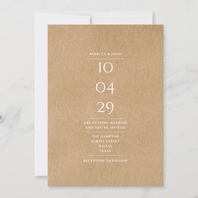 Invitación Boda de fecha especial elegante simple rústica (Anverso)
