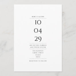 Invitación Boda de fecha especial simple en blanco y negro