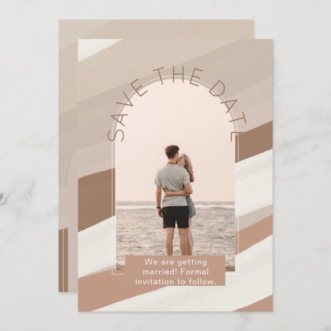 Invitación Boda de fechas de guardar con foto moderna (Anverso / Reverso)