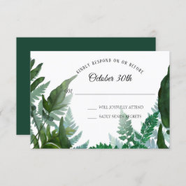 Invitación Boda de Ferns Forest Foliage Leaf Greenery RSVP