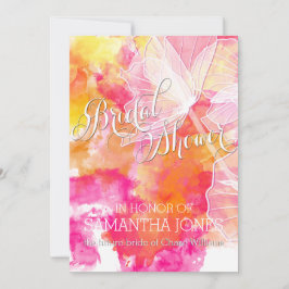 INVITACIÓN BODA DE FIERY SUNSET WATERCOLOR HOLLYHOCK