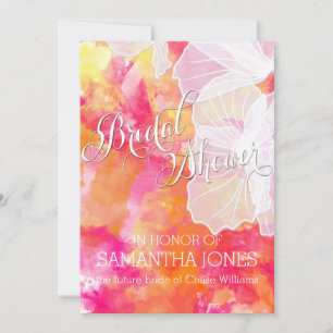 INVITACIÓN BODA DE FIERY SUNSET WATERCOLOR HOLLYHOCK
