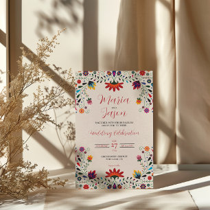 Invitación Boda de Fiesta Botánica de Arte Folclórico de Méxi