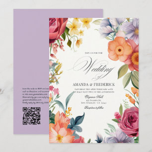 Invitación Boda de Fiesta de color de agua colorida con códig