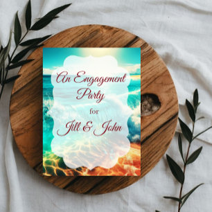 Invitación Boda de fiesta de compromiso en playa tropical