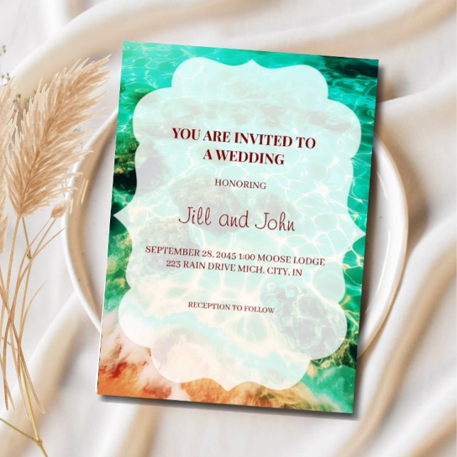 Invitación Boda de fiesta de compromiso en playa tropical (Subido por el creador)