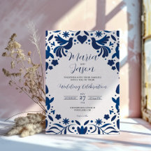 Boda de Fiesta Elegante de Floral Azul Otomí