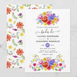 Invitación Boda de fiesta española floral acuarela