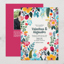 Boda de Fiesta Floral Caprichosa Foto y Código QR