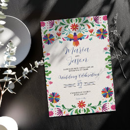 Invitación Boda de Fiesta Floral Colorida de Arte Popular Mex