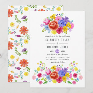 Invitación Boda de Fiesta Mexicana Floral Acuarela