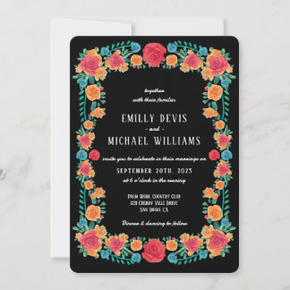 Invitación Boda de Fiesta Mexicana Floral Vibrante Colorida
