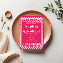 Invitación Boda de Fiesta Rosa Papel Picado Boho