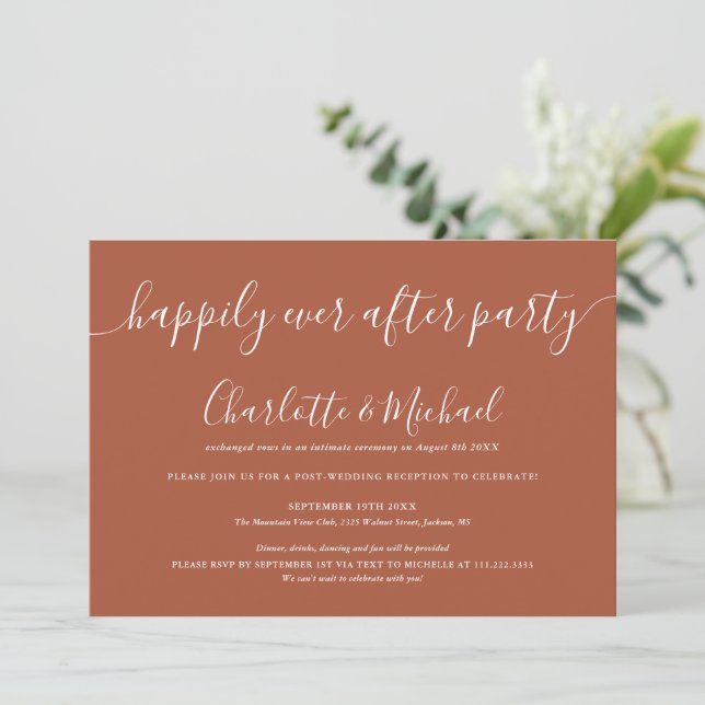 Invitación Boda de Fiesta Terracota Felices para Siempre (Anverso de pie)