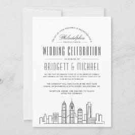 Invitación Boda de Filadelfia | Moderna Línea de Skyline de l