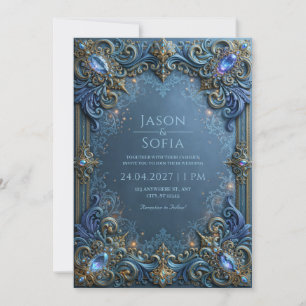 Invitación Boda de Filigrana de Galaxia de Zafiro